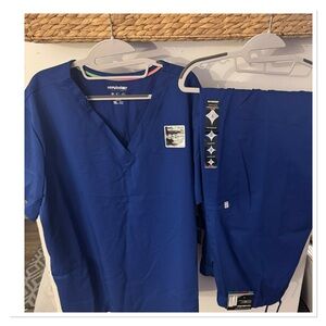 NEW Scrubstar Ultimate Women's 2XL/3XL Galaxy Royal Blue 2 pc. Uniform Scrub Set